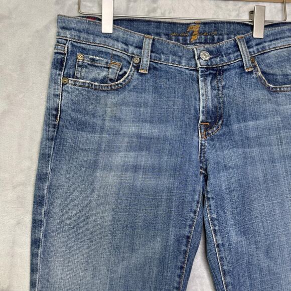 7 For All Mankind Jeans Womens 30 Flare Stretch Denim Distressed Made in USA - Picture 3 of 16